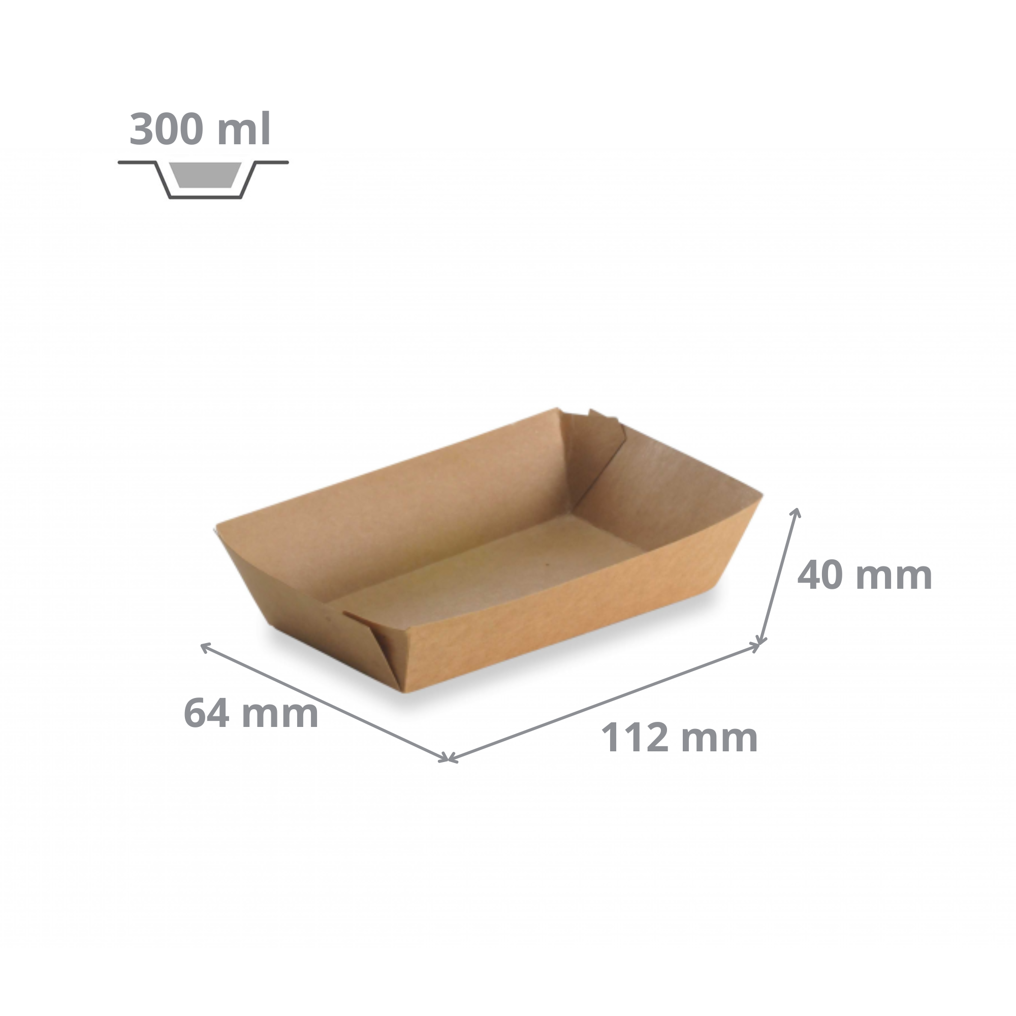 Barquette à frites rectangulaire 300 ml Barquette bateau en carton kraft brun